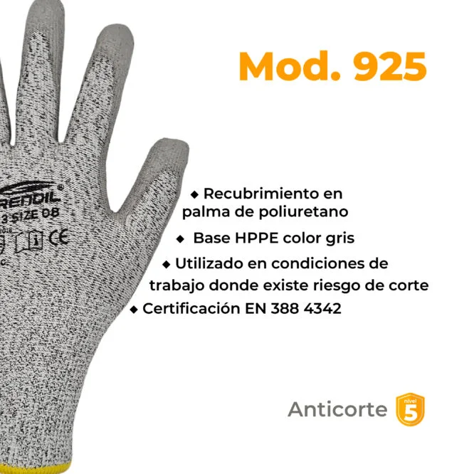 Guantes de seguridad anticorte Nivel 5 Poliuretano en palma y dedos - Image 3