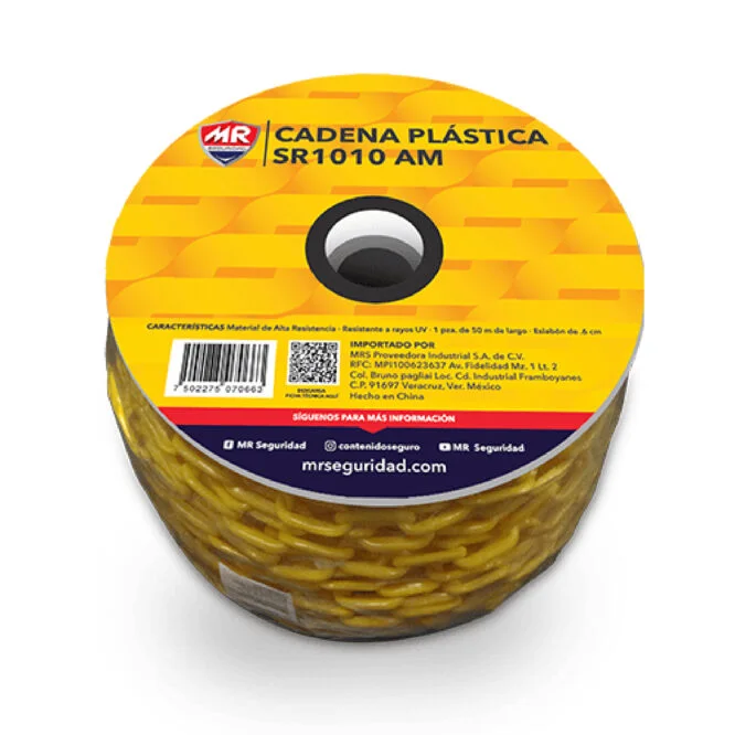 Cadena De Plástico Industrial Amarilla Rollo Con 50 Metros MR
